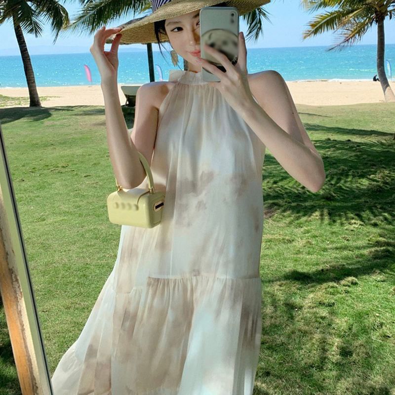 Floral Sleeveless A-Line Dress Maxi