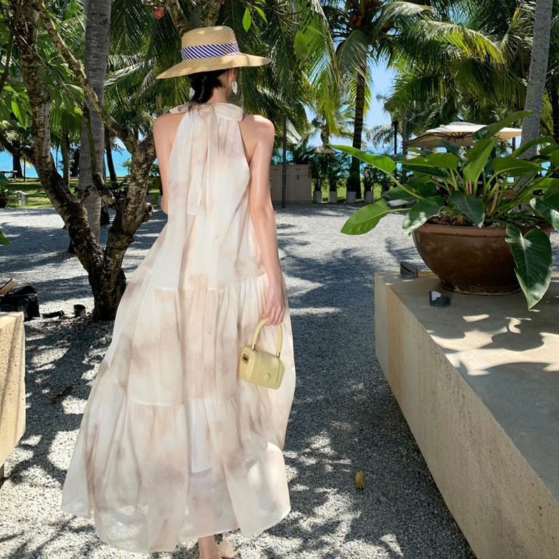 Floral Sleeveless A-Line Dress Maxi