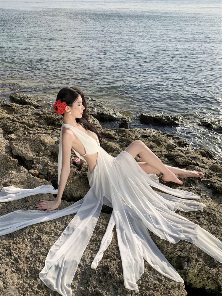 Plain Maxi V-Neck A-Line Sleeveless Dress