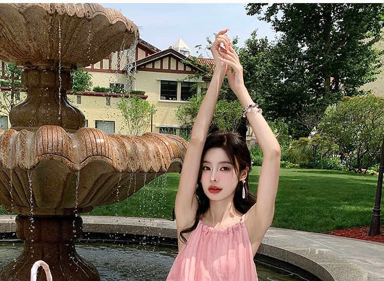 Strap Maxi Plain Spaghetti Dress A-Line