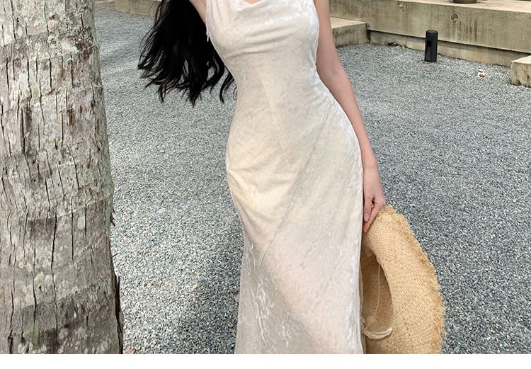 Maxi Strap Dress Plain Cowl Neck Spaghetti Mermaid