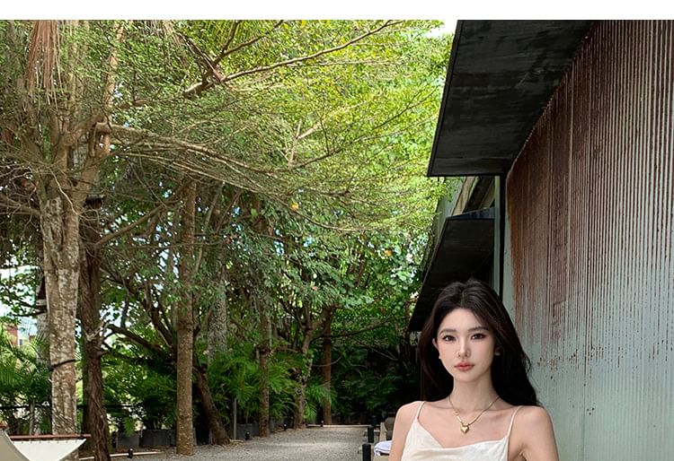 Maxi Strap Dress Plain Cowl Neck Spaghetti Mermaid