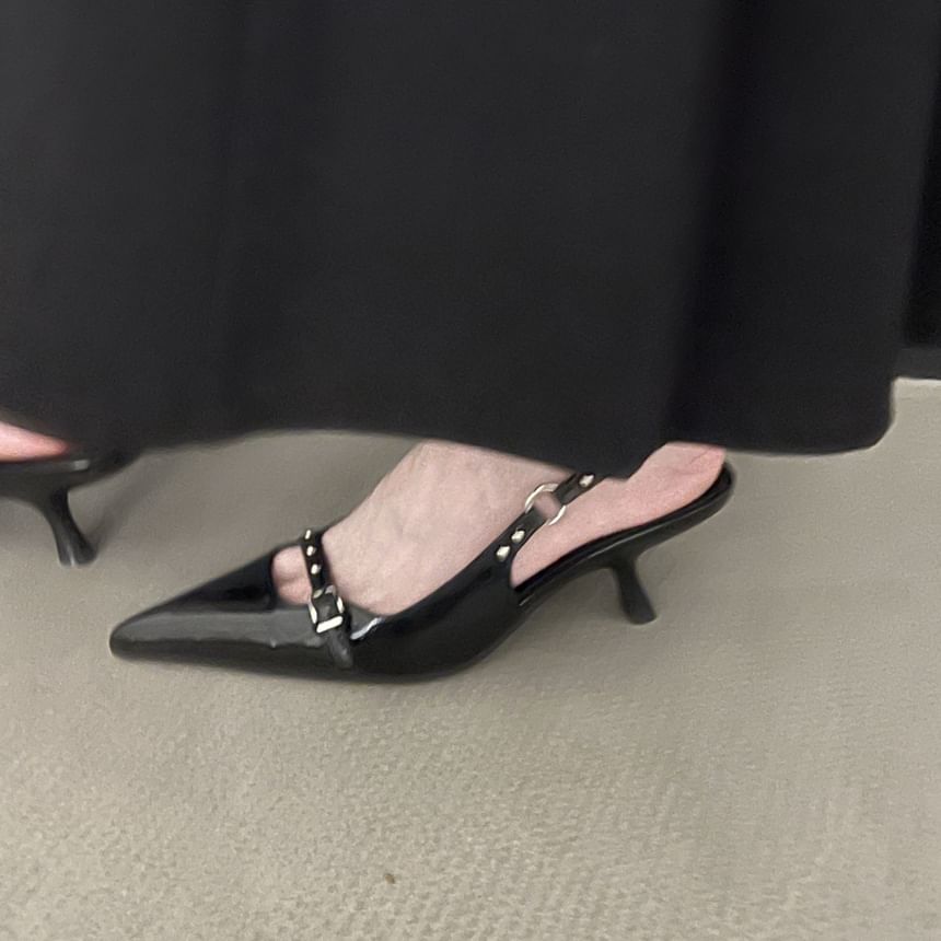 Heel Kitten Sandals Pointed Slingback
