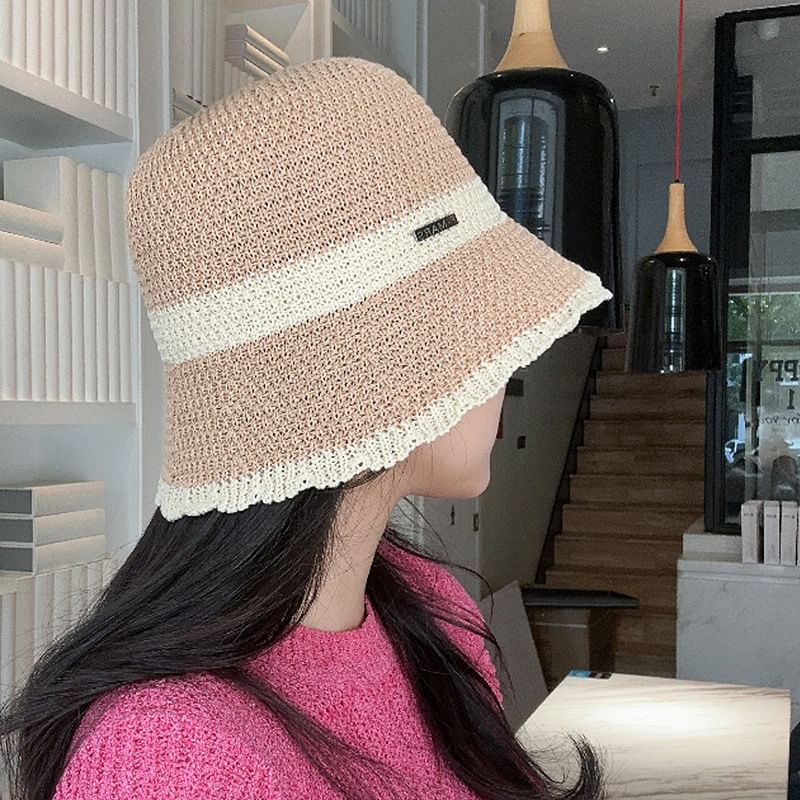 Bucket Contrast Trim Woven Hat