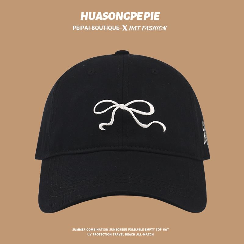 Bow Embroidered Cap Baseball