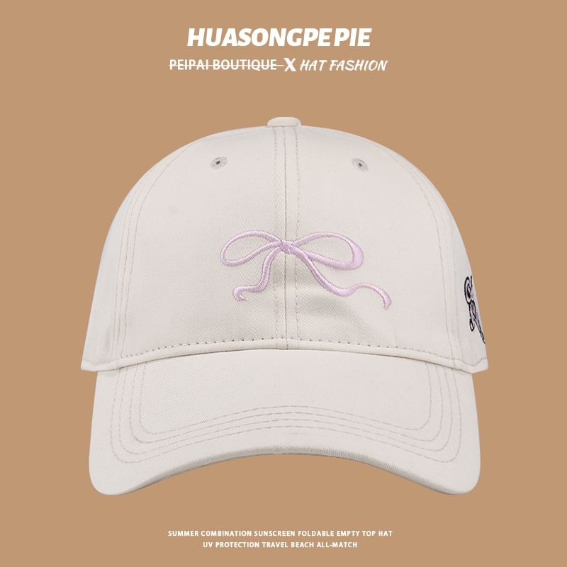 Bow Embroidered Cap Baseball