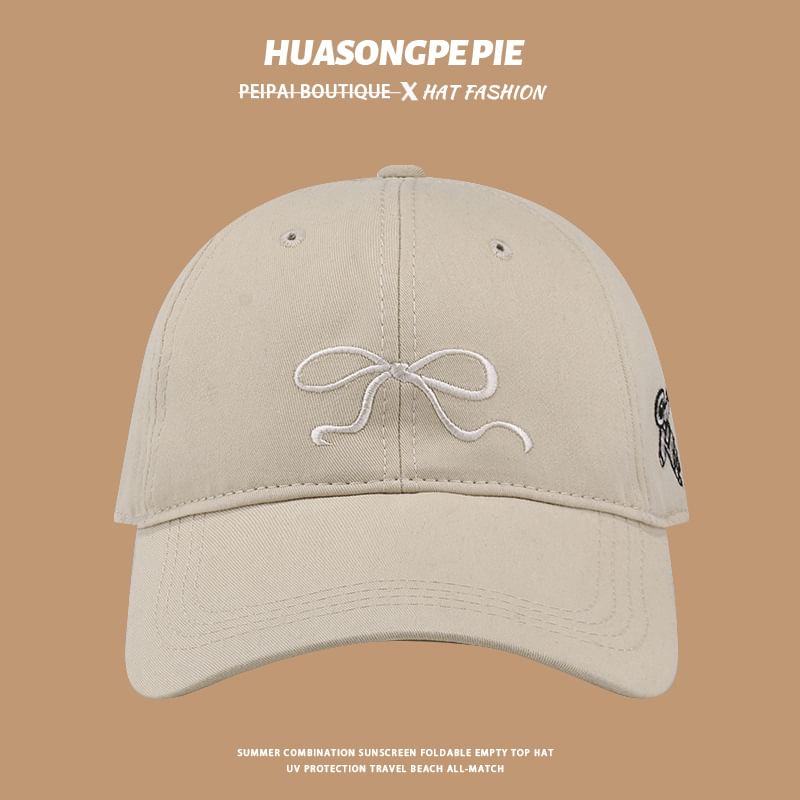 Bow Embroidered Cap Baseball