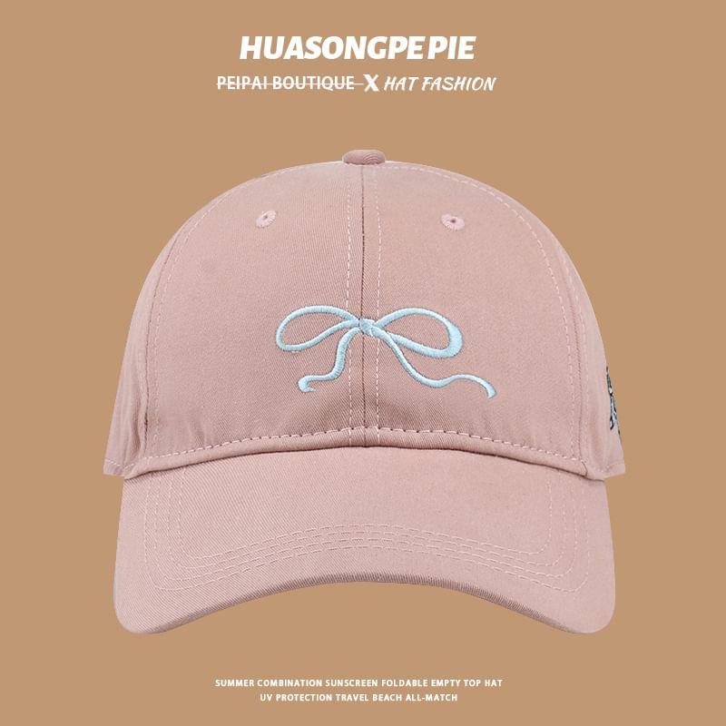 Bow Embroidered Cap Baseball