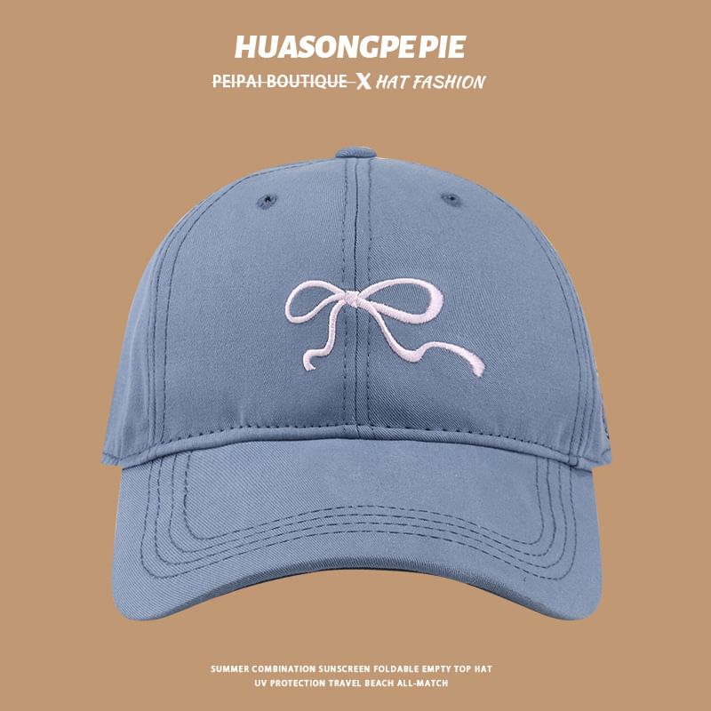 Bow Embroidered Cap Baseball
