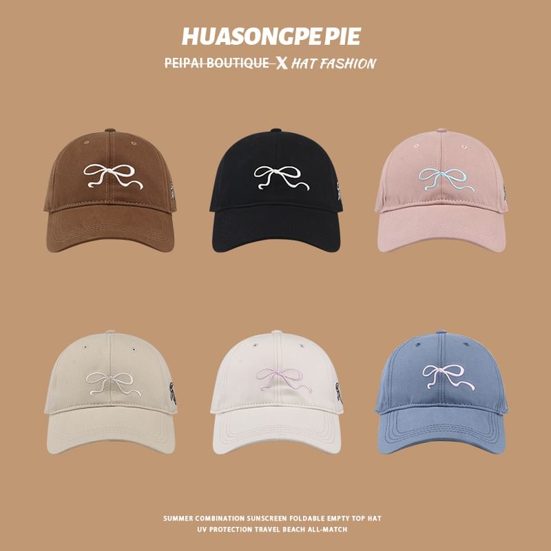 Bow Embroidered Cap Baseball