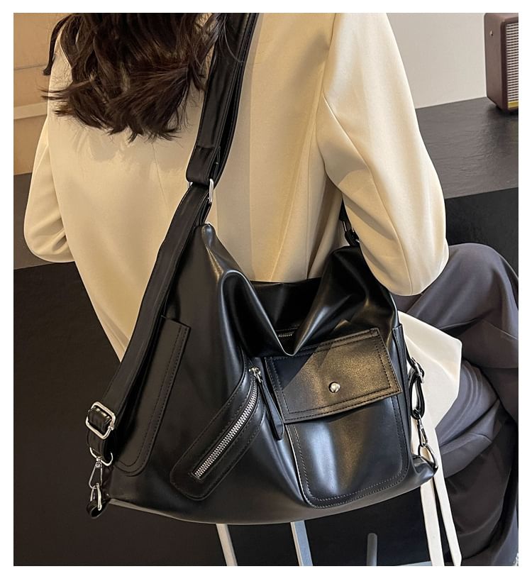 Bag Faux Tote Multi-Pocket Leather