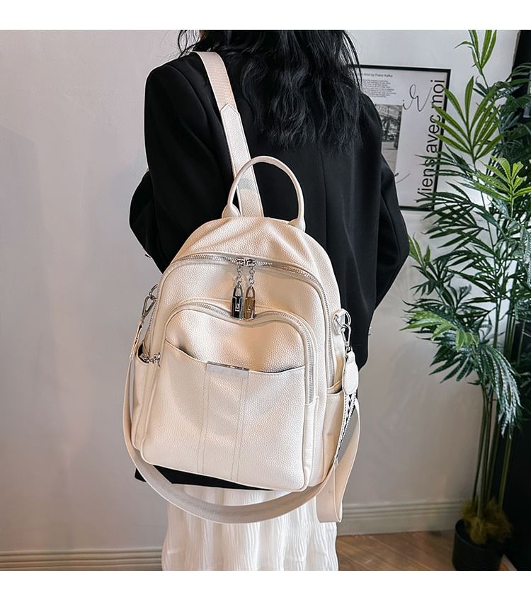 Leather Faux Backpack Multi-Pocket