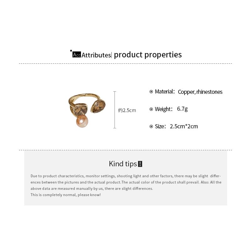 Open Faux Ring Pearl Layered Rhinestone