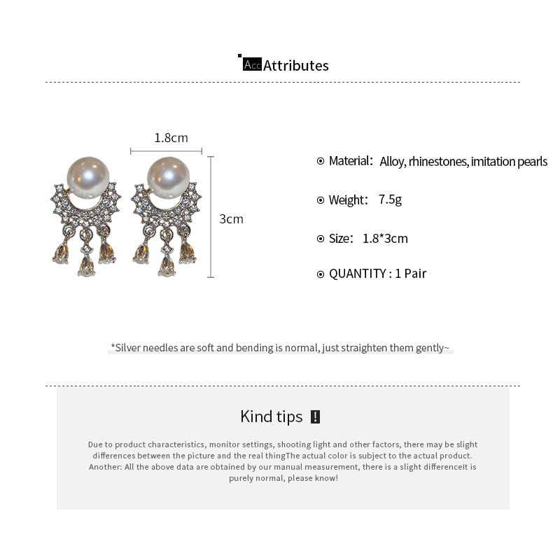 Pearl Drop Faux Fringed Earring Rhinestone