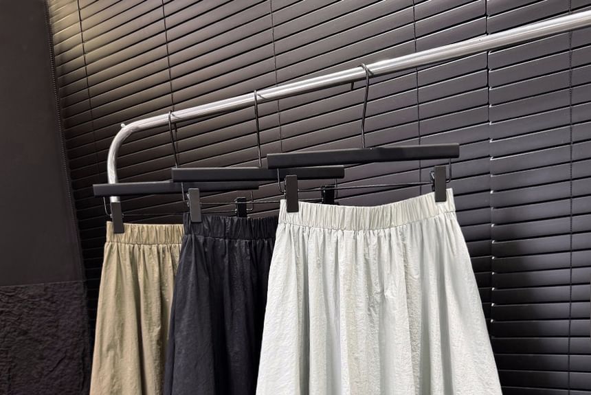 Waist Skirt Midi High A-Line Plain