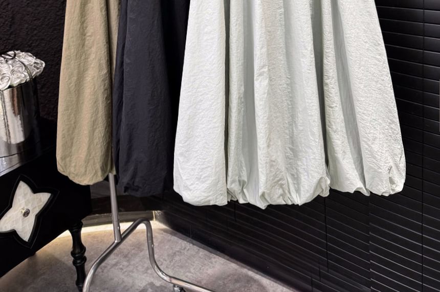 Waist Skirt Midi High A-Line Plain