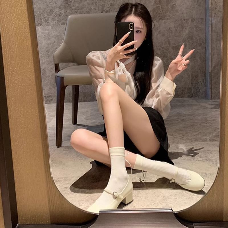 Jane Mary Chunky Pumps Heel