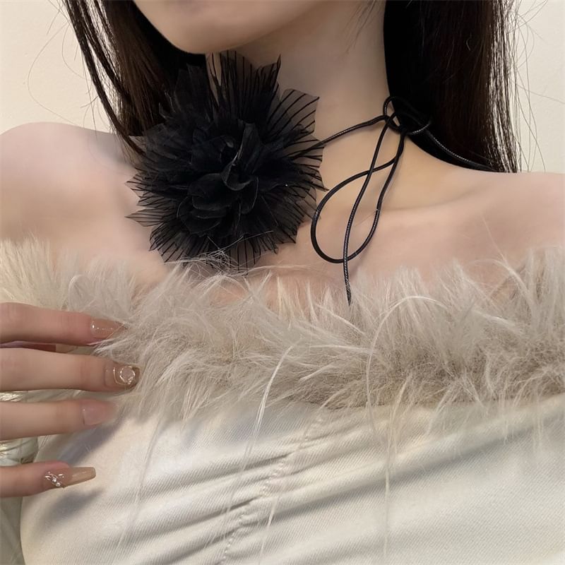 Choker String Floral Fabric