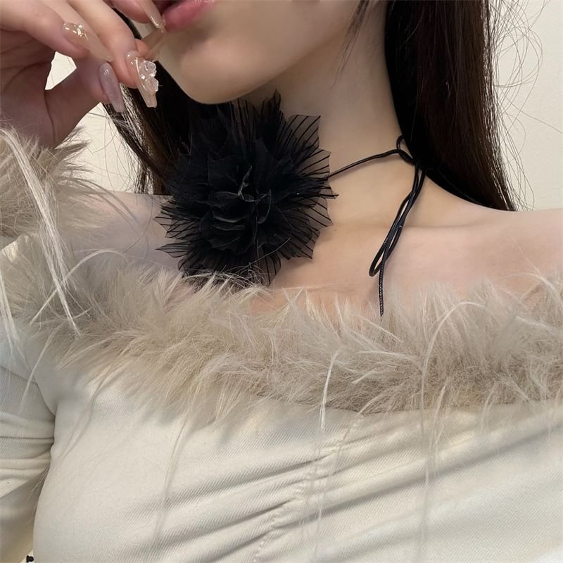 Choker String Floral Fabric