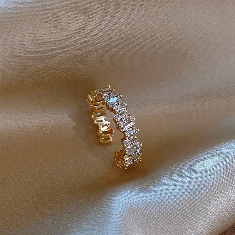 Rhinestone Alloy Ring Open