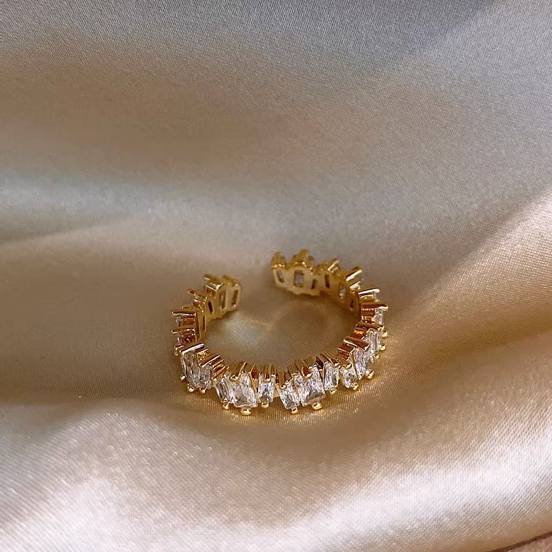 Rhinestone Alloy Ring Open