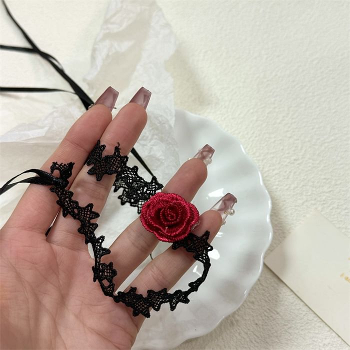 Fabric Choker Rose