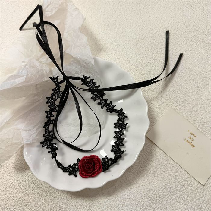 Fabric Choker Rose
