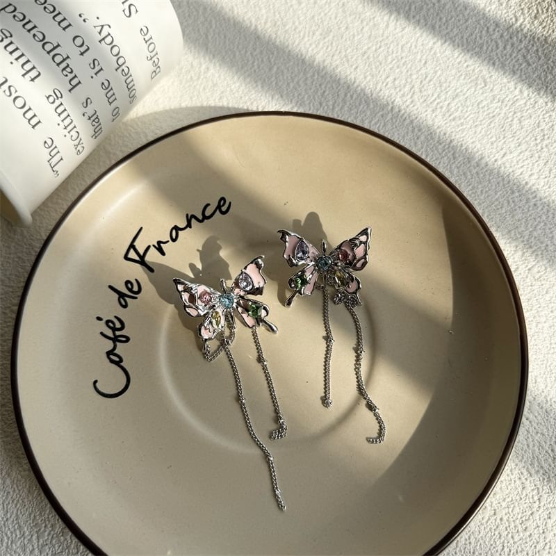 Choker Alloy Threader / Earring Faux Butterfly Leather