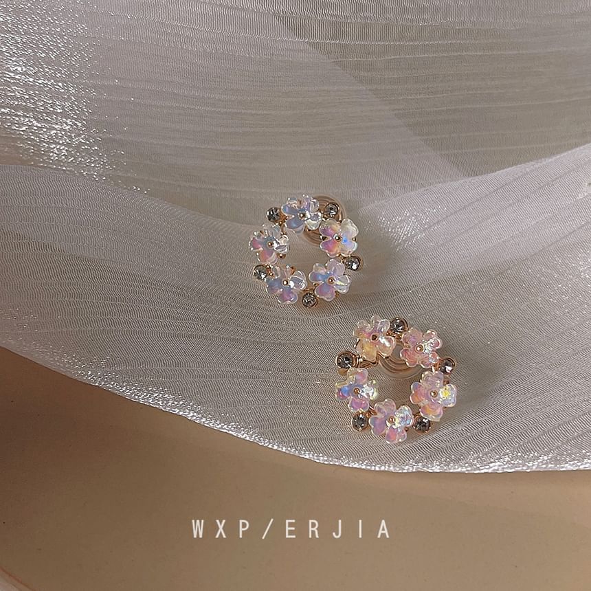 Hoop Alloy Floral Earring