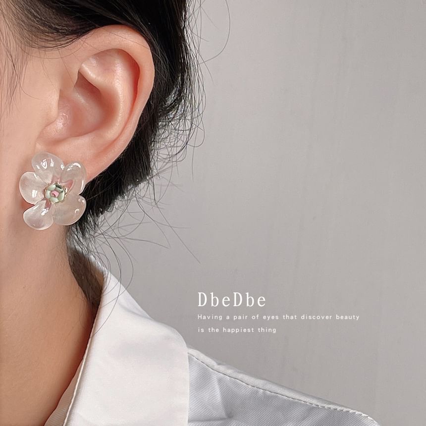 Floral Ceramic Resin Stud Earring