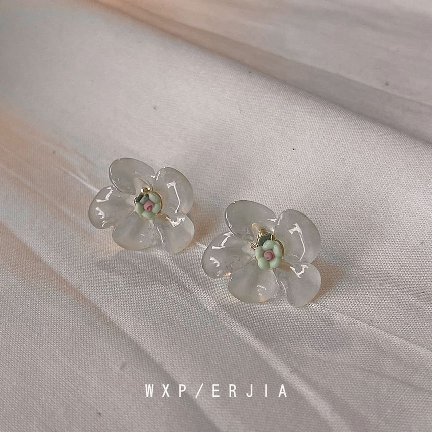 Floral Ceramic Resin Stud Earring