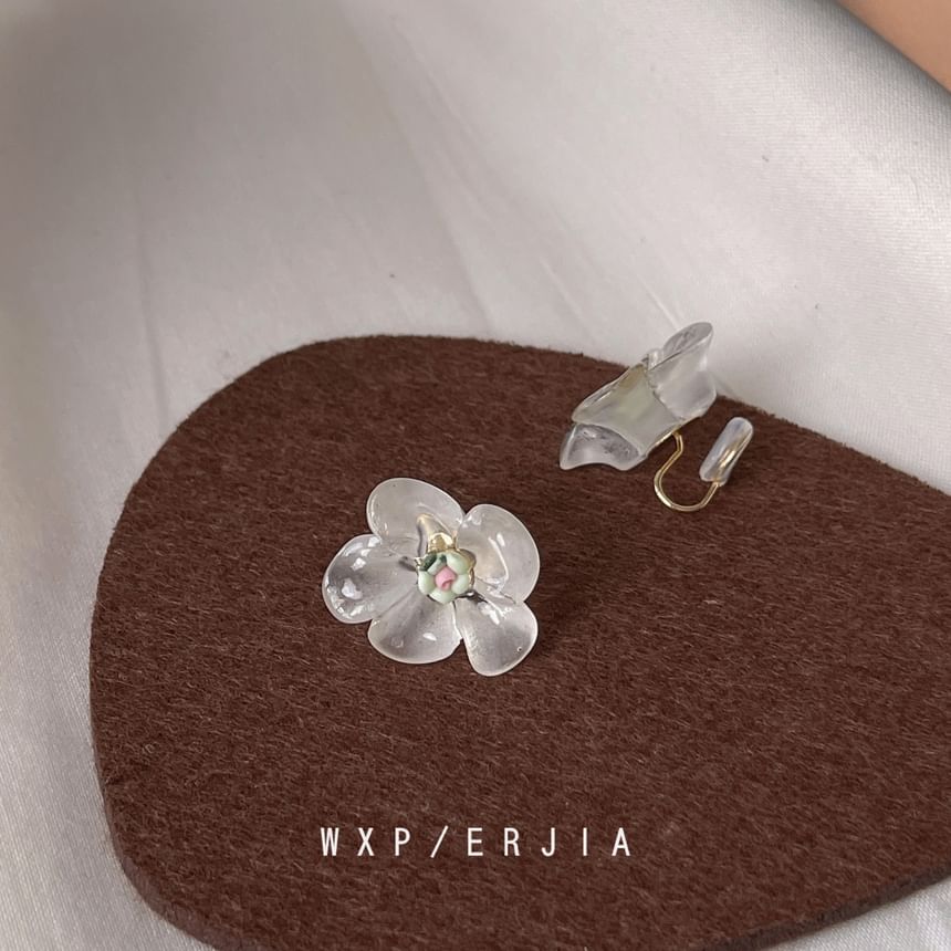 Floral Ceramic Resin Stud Earring