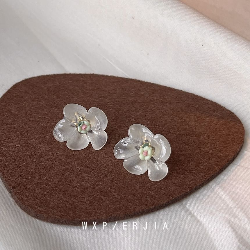 Floral Ceramic Resin Stud Earring