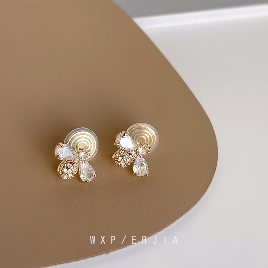 Alloy Stud Rhinestone Earring Bee