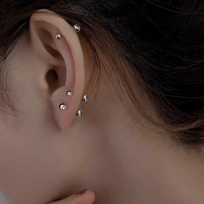 Silver Sterling Stud Ball Ear