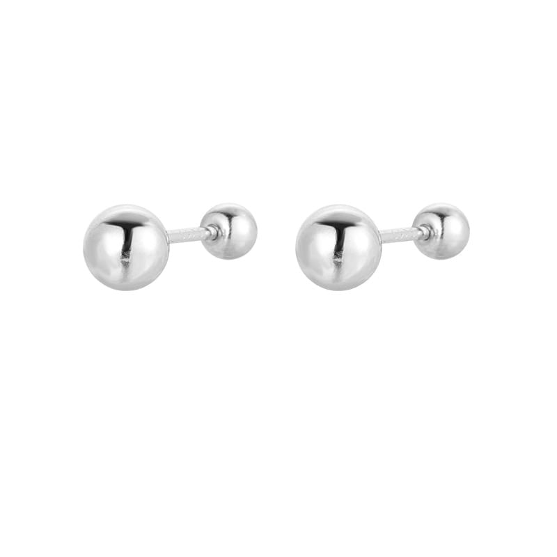 Silver Sterling Stud Ball Ear