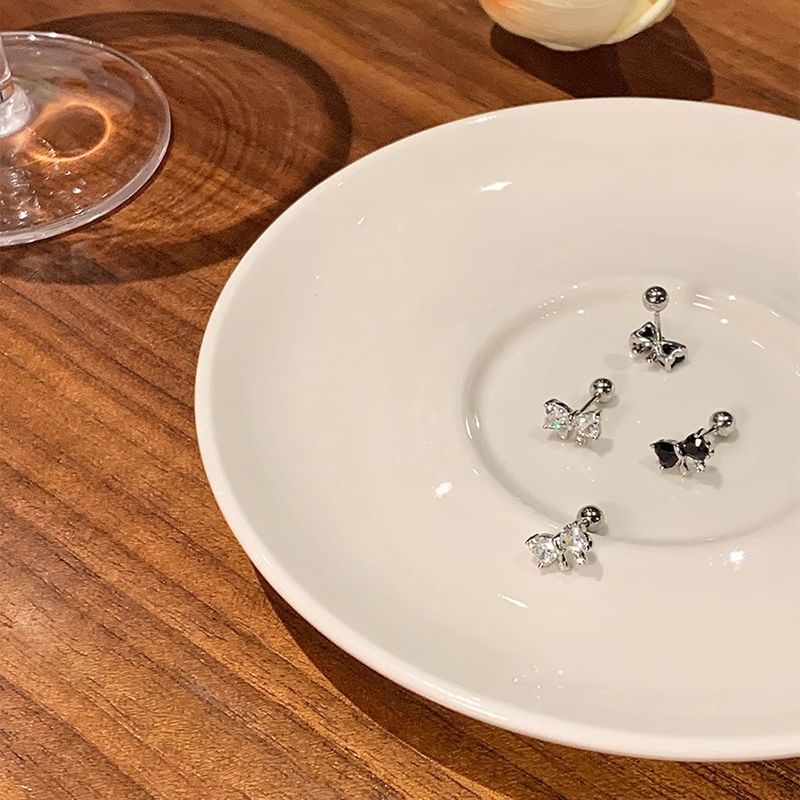 Ear Rhinestone Bow Stud