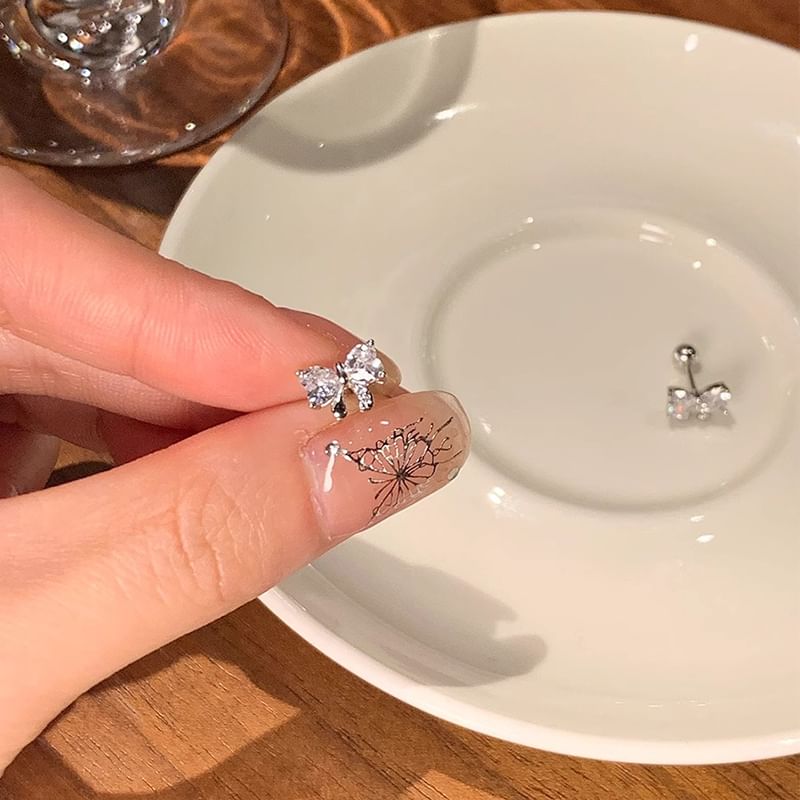 Ear Rhinestone Bow Stud