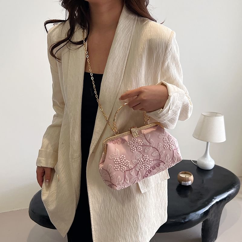 Chain Crossbody Flower Bag Embroidered Strap