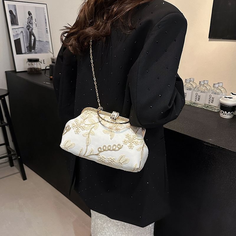Chain Crossbody Flower Bag Embroidered Strap