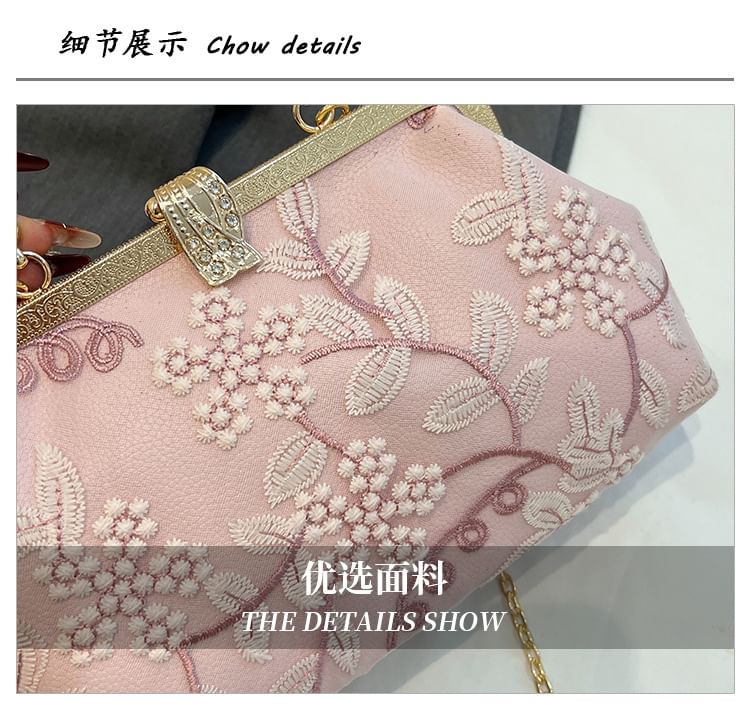 Chain Crossbody Flower Bag Embroidered Strap