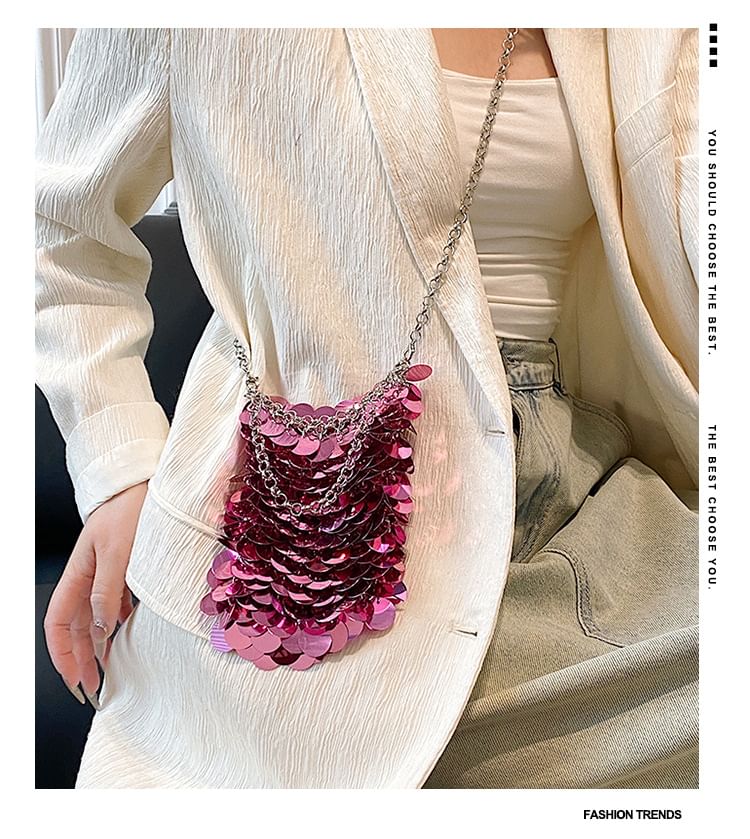 Crossbody Sequin Chain Bag Strap