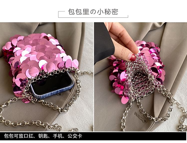 Crossbody Sequin Chain Bag Strap