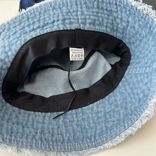 Bucket Hat Denim Fringed