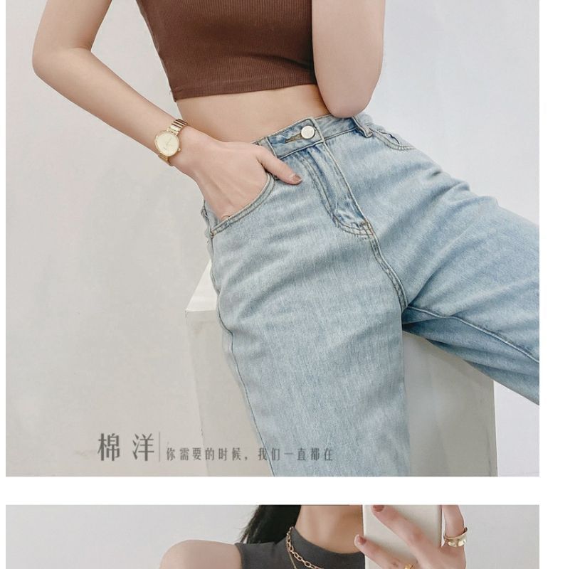 Crop Top Tank Plain Mock Neck