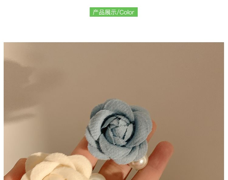 Fabric Hair Floral Pearl Clip Faux