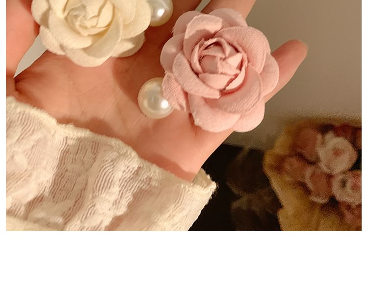 Fabric Hair Floral Pearl Clip Faux