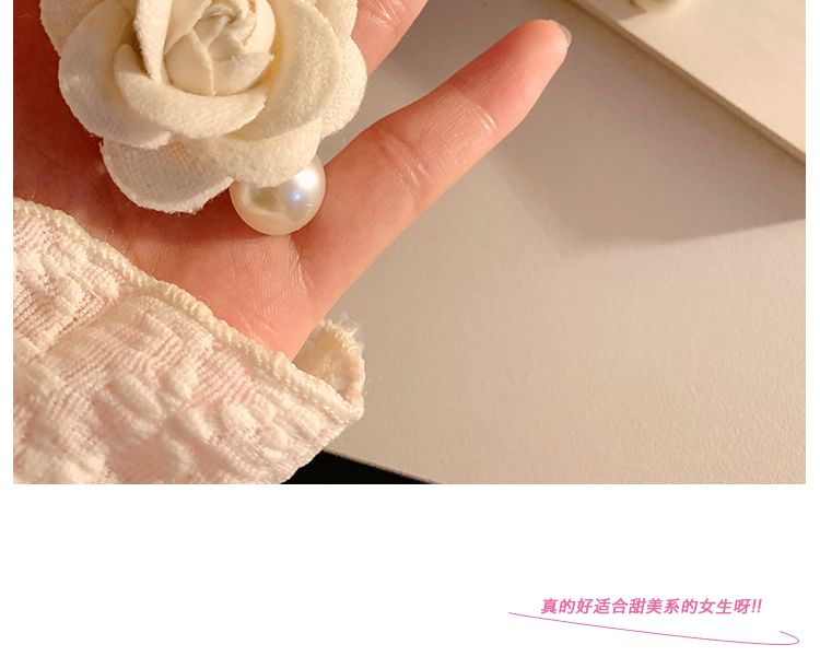 Fabric Hair Floral Pearl Clip Faux