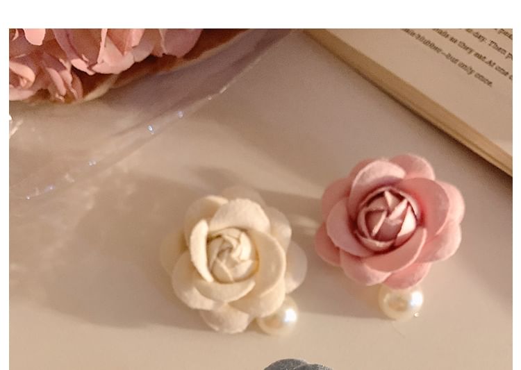 Fabric Hair Floral Pearl Clip Faux