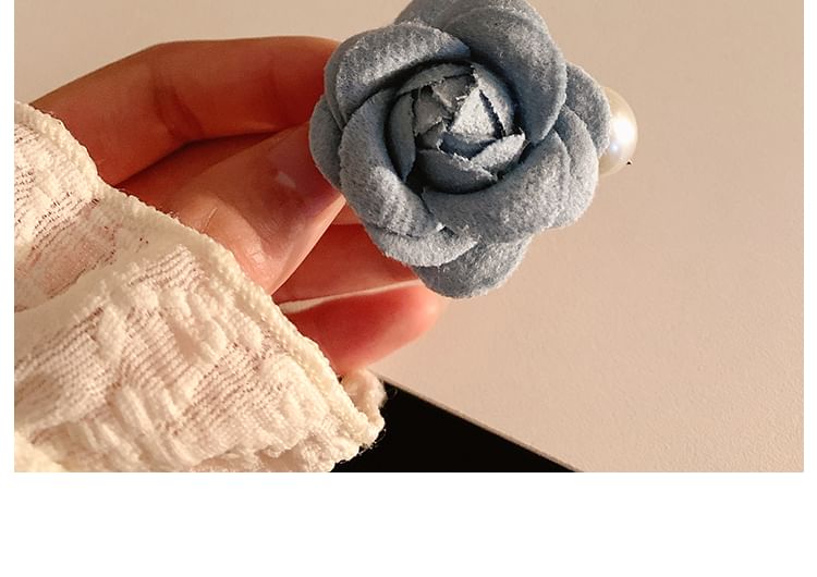 Fabric Hair Floral Pearl Clip Faux